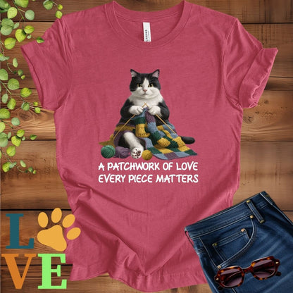 Tuxedo Cat Patchwork Knitting Tee