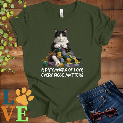 Tuxedo Cat Patchwork Knitting Tee