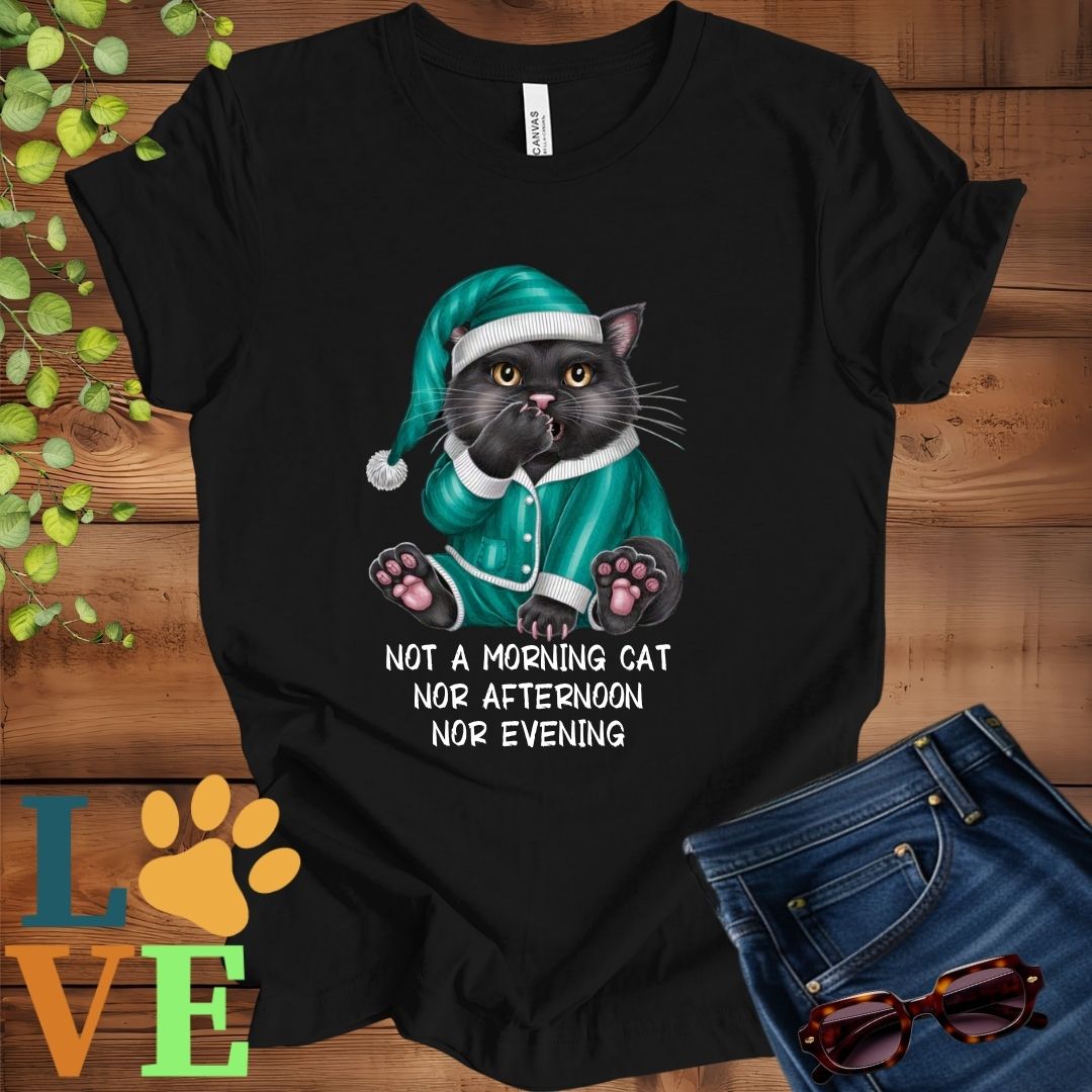 Yawning Black Cat Tee