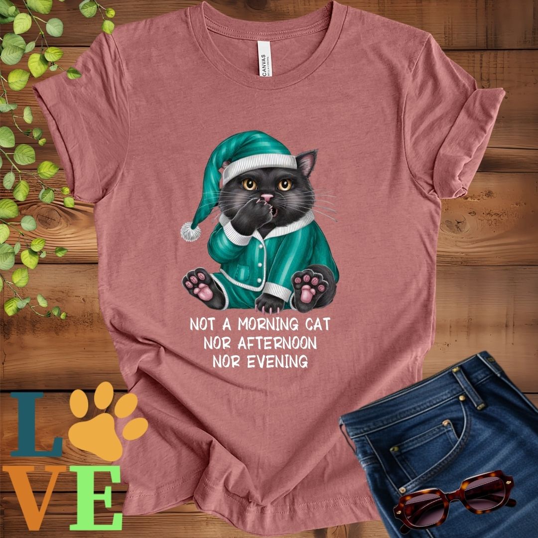 Yawning Black Cat Tee