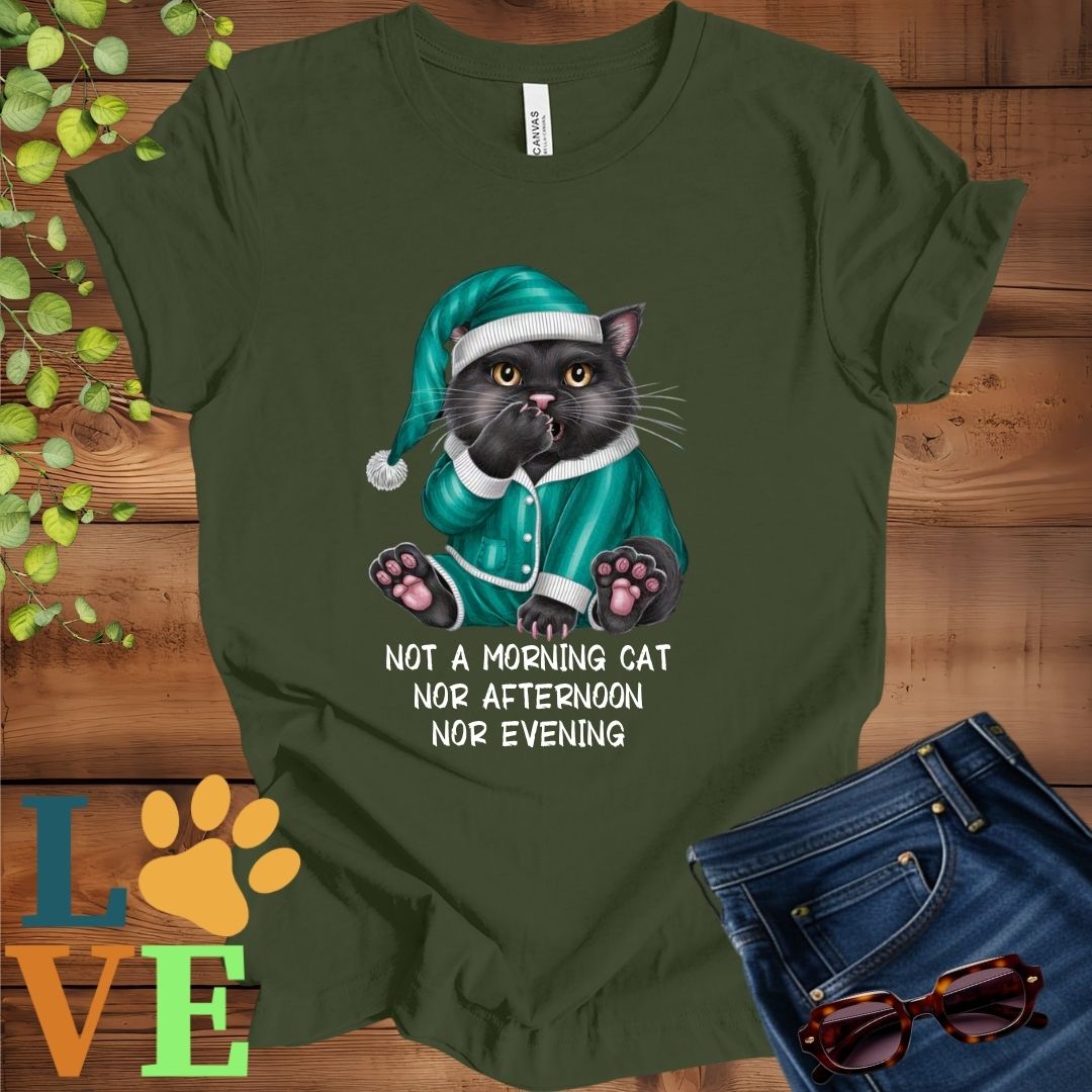 Yawning Black Cat Tee